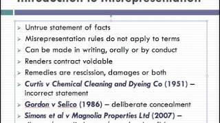 Misrepresentation Lecture 1 of 4 [upl. by Nommad]